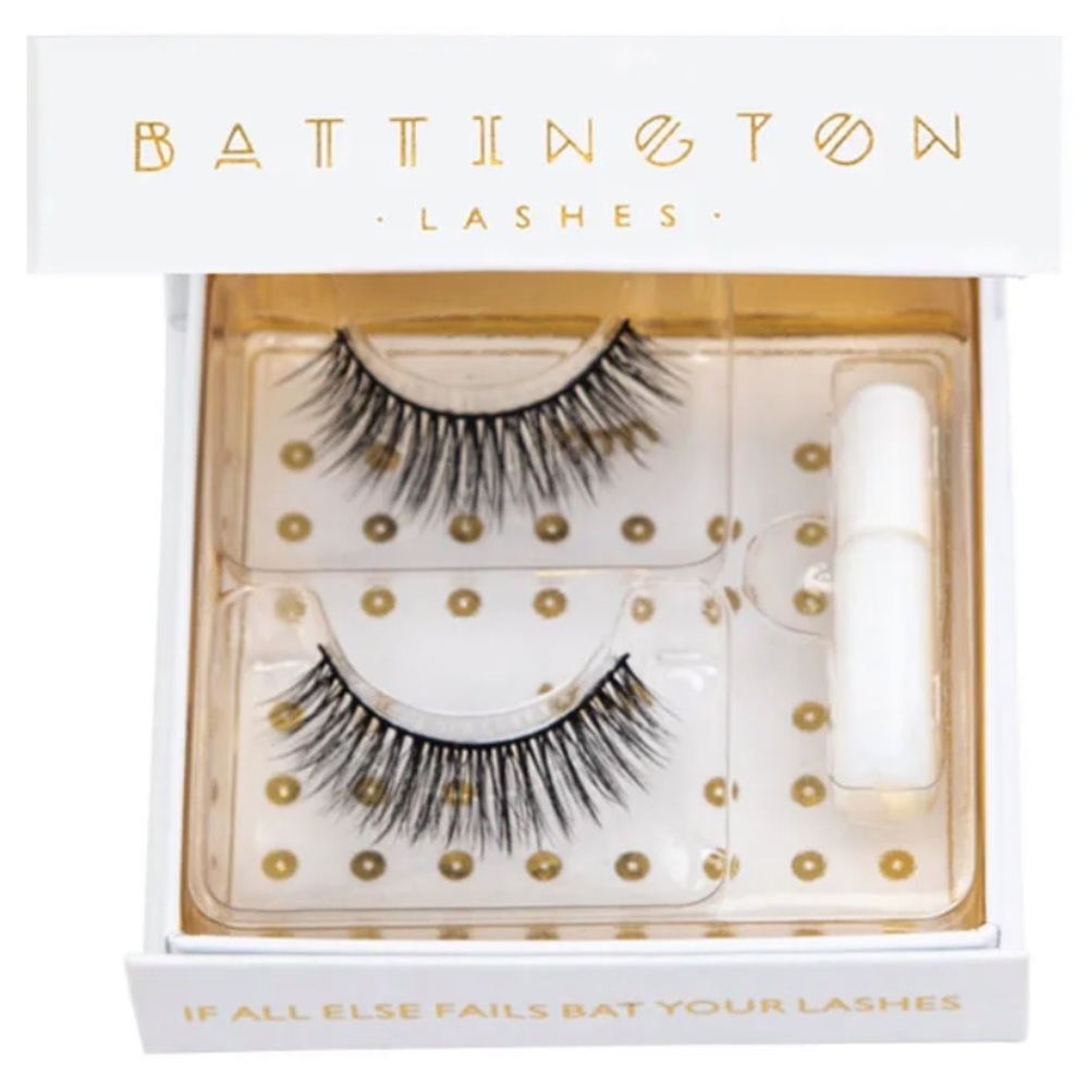 NIB Battington Beauty Lashes in Harlow 3D Silk with Mini Lash Glue